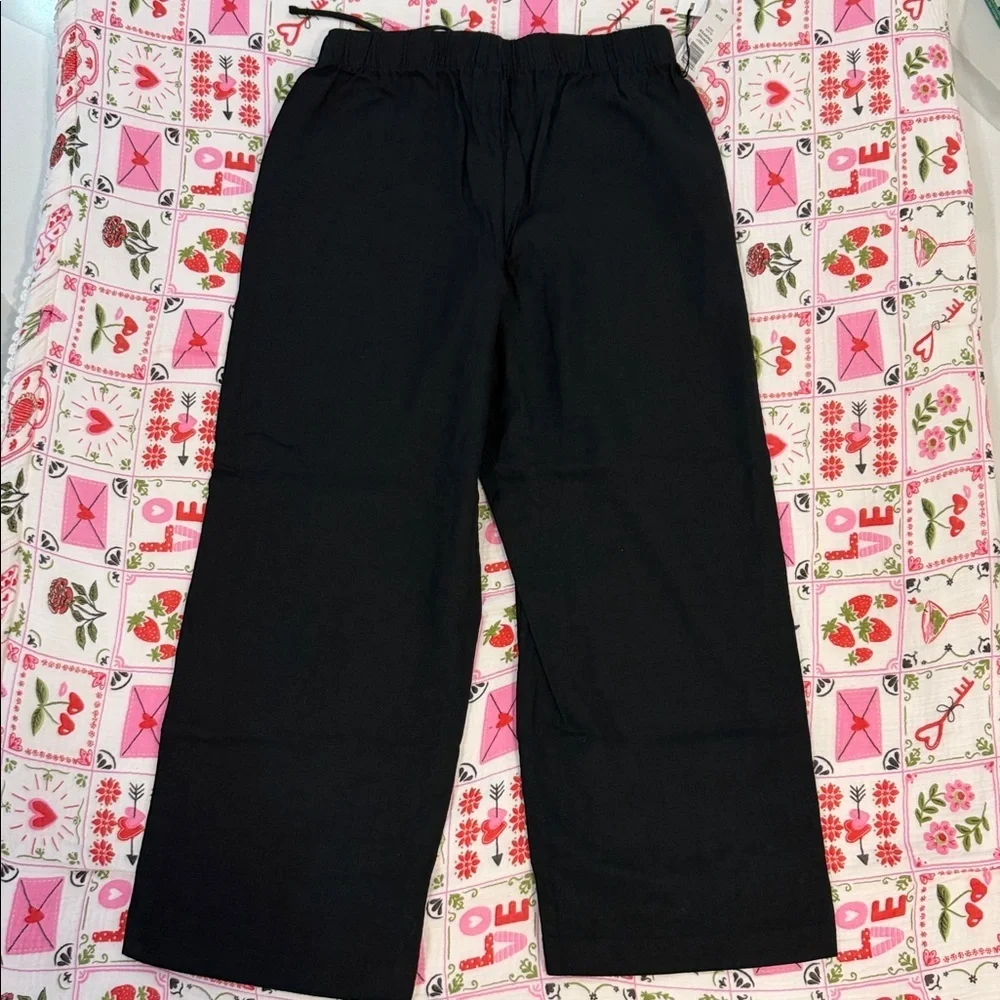 Babaton Linen cropped black sontag pants XS